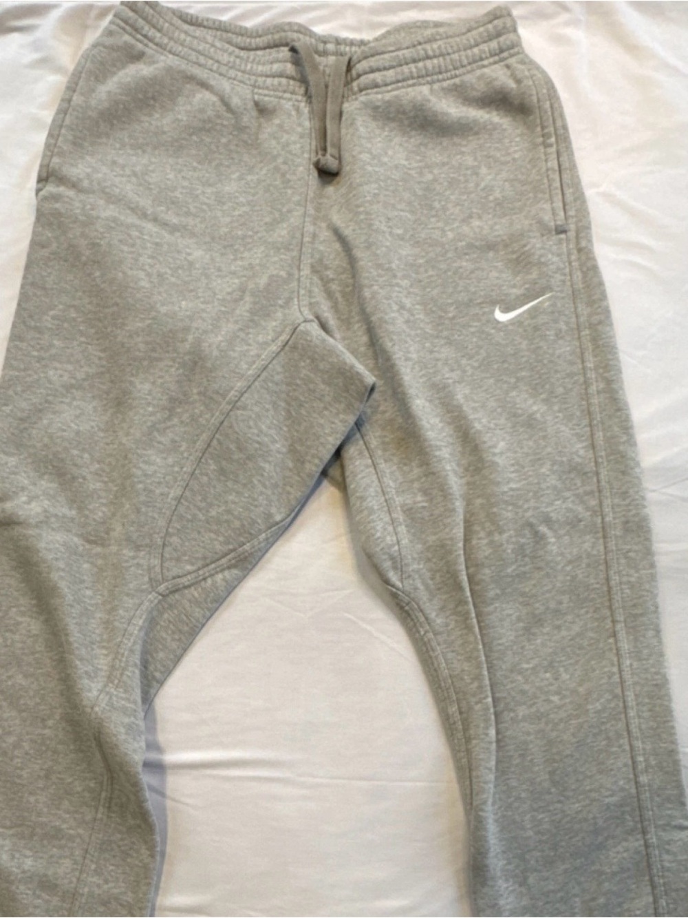 Nike Men’s Light Gray Sweat Joggers with White Swoosh